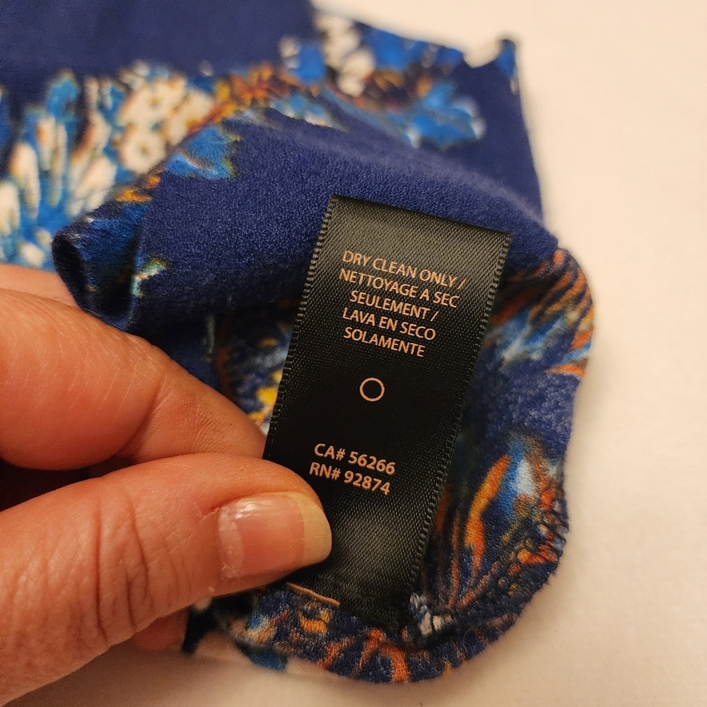 Ella Moss Blue Floral Shift Dress 3/4 Length Sleeves Size M - Picture 14 of 14